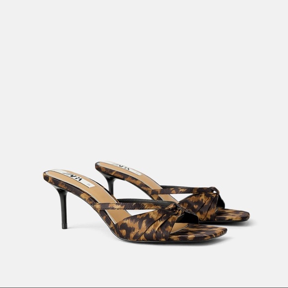 Zara Shoes - Zara Kitten Leopard Heel Sandals